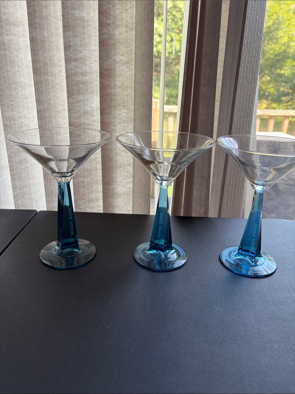 Bombay Sapphire Blue Stem Martini Glasses